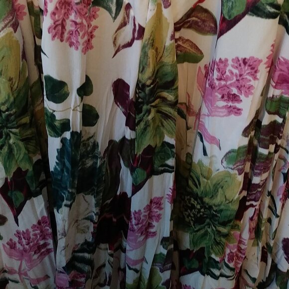 💐 Vasna Boho Dress 2X – Pink & Burgundy Floral Chiffon Skirt - Plus Size - Picture 12 of 13